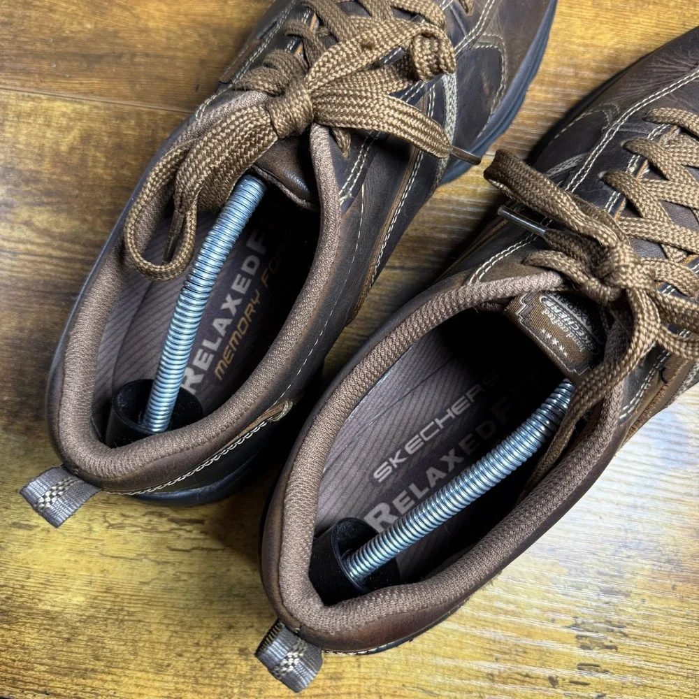 Skechers‎ Relaxed Fit 64224 Brown Leather Oxford Shoes Mens Size 12